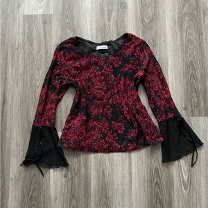 Jessica Black and Red Floral Blouse